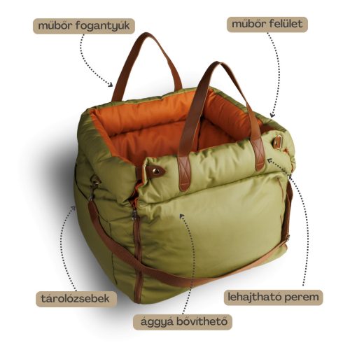 Prémium műbőr kutyaülés-magasító ágy